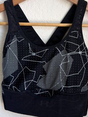 Under Armour Crossback Sports Bra Black Print Women's Small Medium Support. (C)